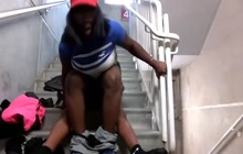 Black couple fucking in the stairwell