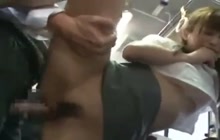 Dirty chick fucked and groped in public
