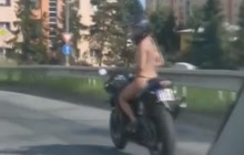 Riding a bike completely naked