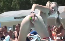 Sexy strippers have fun at outdoor party