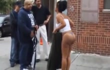 Phat ass girl walking in thongs on a street