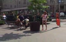 Redhead masturbating on a street