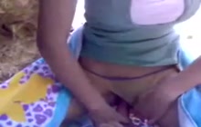 Indian hottie riding cock outdoors